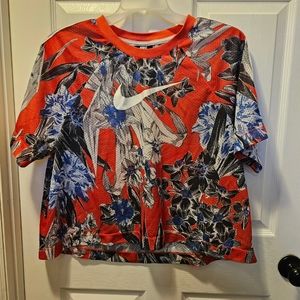 Nike Floral Size 1x Fitness Sports 80s Throwback Print Shirt Hip Hop Top